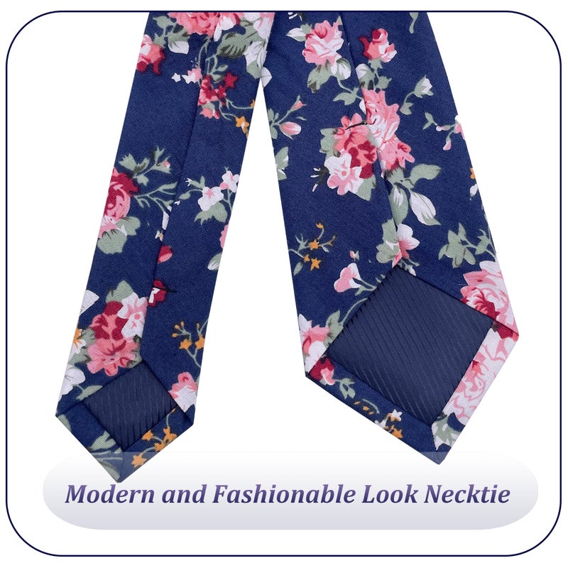 Geek-M Men's Tie Floral Fashion Neck Ties Causal Formal Occasion Wedding Business (Navy Blue H1) - Image 5